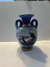hand-painted ceramic amphora vase ancient Greek black-figure pottery style