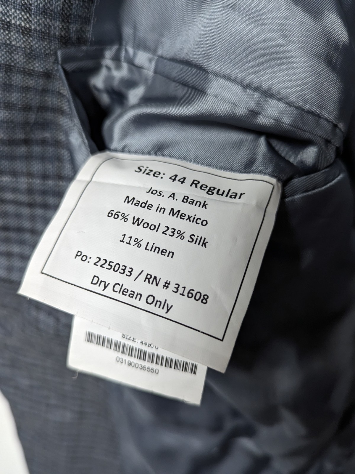 JOS A BANK Vtg Wool Silk Linen Blue Plaid 44R BLAZER SUIT COAT JACKET Men's