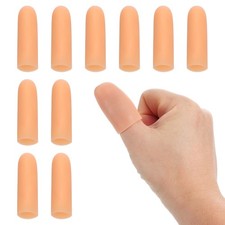 2" Silicone Gel Finger Cots, 10 Pcs Fingertips Sleeve Protector, Beige
