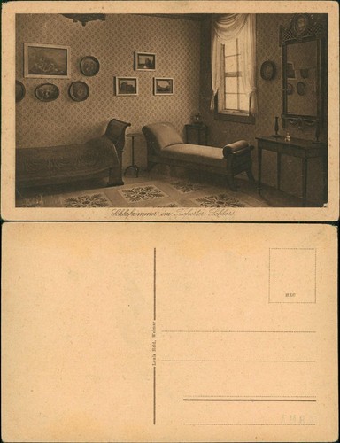 Ansichtskarte Tiefurt-Weimar Schlafzimmer im Tiefurter Schloss. 1926