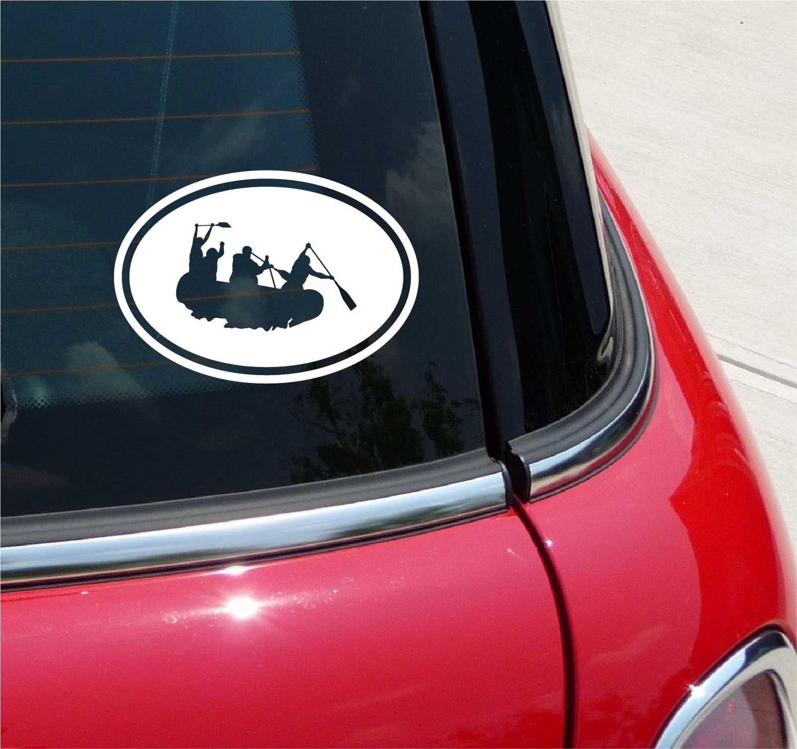 Euro Rafting Rapids Oval Decal Sticker for Car or Wall - Single Color Design