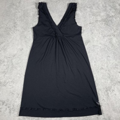 American Eagle Outfitters Dress Womens M Black One-Piece Smocked V-Neck Ruffle