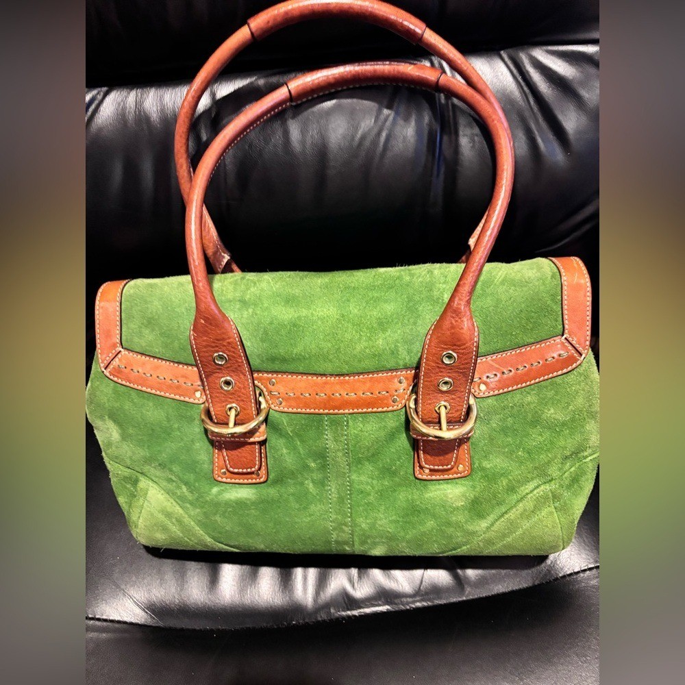 Rare Vintage Y2K 2004 Coach SoHo Green Suede Bag image 2