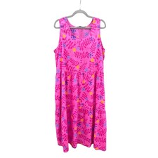 GUDRUN SJODEN Pink Tiered Floral Maxi Tank Dress XL