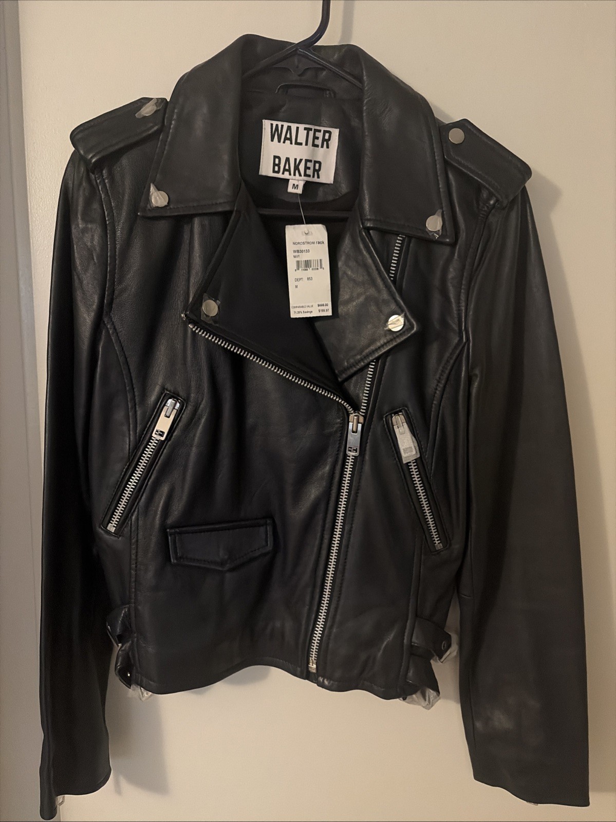 Women Walter Baker Motto Jacket Navy Blue M Size