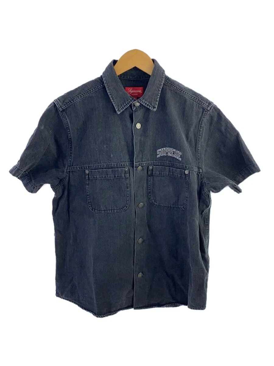 Chemise Supreme manches courtes/S/Denim/Coton/Noir/Plaine