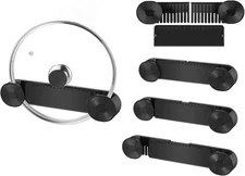 New Upgrade 4 Pack Adjustable Pot Lid Holder, Organizer Fits 6" to Black 