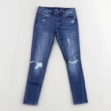 Women’s Vigoss Jeans Jagger Skinny Leg Dark Blue Size 28X29 Distressed Denim