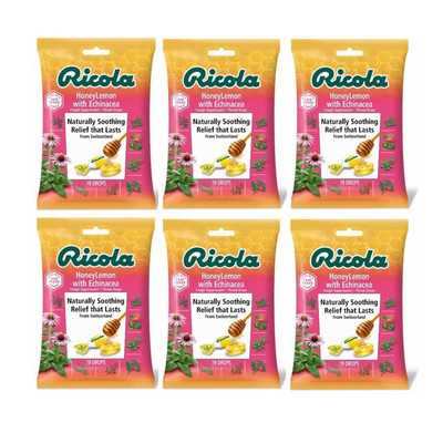 Ricola Cough Drops Honey Lemon with Echinacea 19 Count Pack of 6