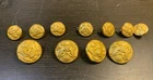 11 Vintage WWII Waterbury Button Company Brass Military Buttons Round Eagle