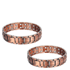 2 Pack Pure Copper Magnetic Bracelet Arthritis Pain Therapy Energy Cuff Bangle