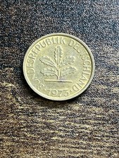 Moneda real rara 1973 Alemania 5 Five Pfennig AU casi sin circular TC6999*