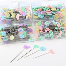 400 pcs Multicolor Straight Pins, 4 Styles Flat Head