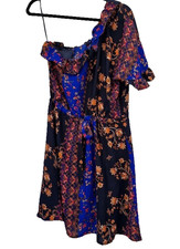 19 Cooper Size M Blue Orange Floral One Shoulder Dress Occasion Party Wear 🧡