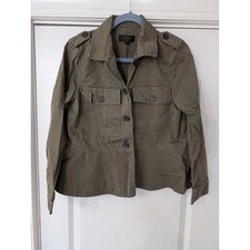 J. Crew Womens Olive Green Cotton Twill Utility Peplum Military Jacket Small