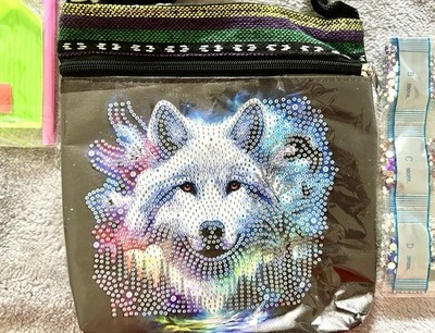 Diamond Painting Tasche Wolf bunt Umhängetasche Strasssteine rund & Spezial