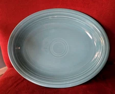 Vintage Fiesta Homer Laughlin LIGHT Blue 12.5" Oval Serving Platter Fiestaware