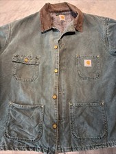 Vintage Carhartt Moss Sandstone Blanket Lined Chore Coat CB1043 C02 MOS L/XL