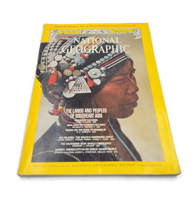 National Geographic Mar 1971- Asia, Georgia Sea Islands, Grey Whales, Quebec