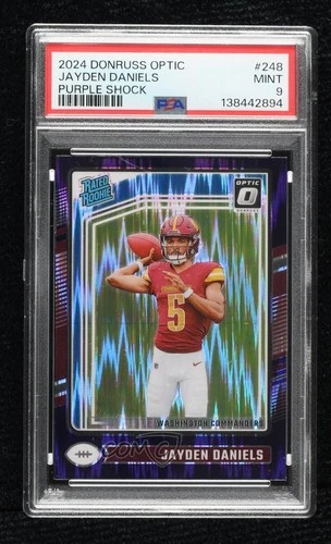 2024 Donruss Optic Purple Shock Prizm Jayden Daniels PSA 9 MINT Rookie RC