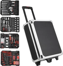 Portable Rolling Tool Box Set 186-Piece Home Repair Mechanic Tools Organizer