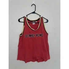 Womens Donkey Kong Top Tank Video Game Red Junk Food Sleeveless Shirt Tee XL