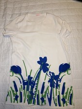 PAROSH Women s White Dress  Blue Floral Desig...