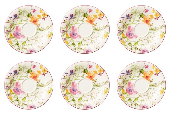 Villeroy & Boch Mariefleur Basic 6Er Set Untertassen D. 19Cm Weiß Bunt Porzellan-image