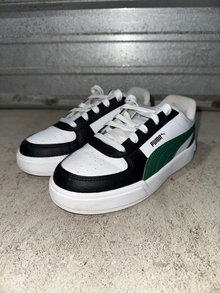 PUMA Boys Size 2C Caven Sneakers Green Black Gym Shoes - Image 2 of 4