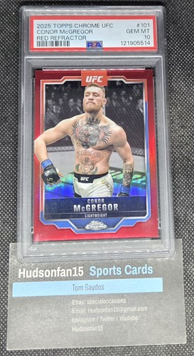 Conor McGregor 2025 Topps Chrome #101 True Red Refractor 3/5 PSA 10 Gem Mint