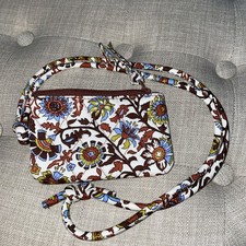 New Vera Bradley Zip Card Coin ID & Lanyard Marrakesh Vines Cream School Free Sh