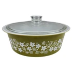 Vintage Pyrex 4 Qt Big Bertha Spring Blossom Green Crazy Daisy #664 & Lid 664-C