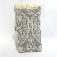 Busatti Soap Bag Italy Small Tan White Floral Linen Blend Italian Empty Gift Bag