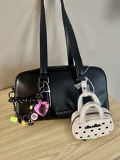 STEVE MADDEN Bharlan Black Shoulder Handbag with Bag Charms  New with Tags