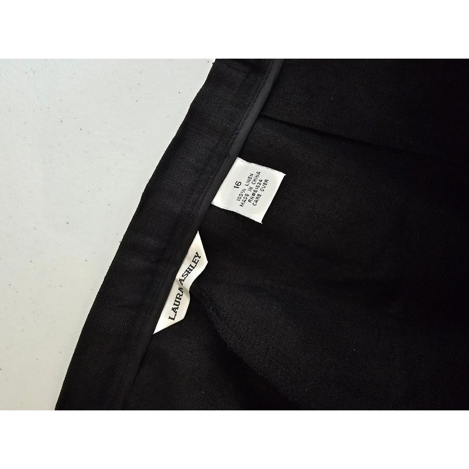 Pantalón negro Laura Ashley para mujer tiro alto cintura elástica lino pierna ajustada talla 16 Foto 4 de 4