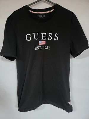 Mens GUESS Los Angeles Black T-shirt Embroidered Size S Fits M  A1115 - Image 1 of 4