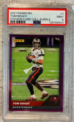 TOM BRADY 2021 Panini NFL Sticker/Card Coll. Purple /149 #1-PSA 9 Mint PSA Pop 1