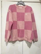 Wai Kei Yk Studios Sweater Women’s Size 1 Pink Checkerboard Oversized Wool Nylon