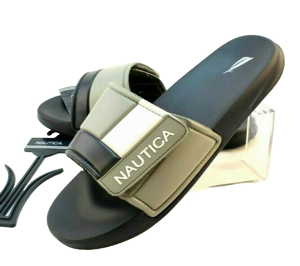 New NAUTICA Bower 2 Size 7 Gray Athletic Slide Adjustable Men's Comfort Sandals