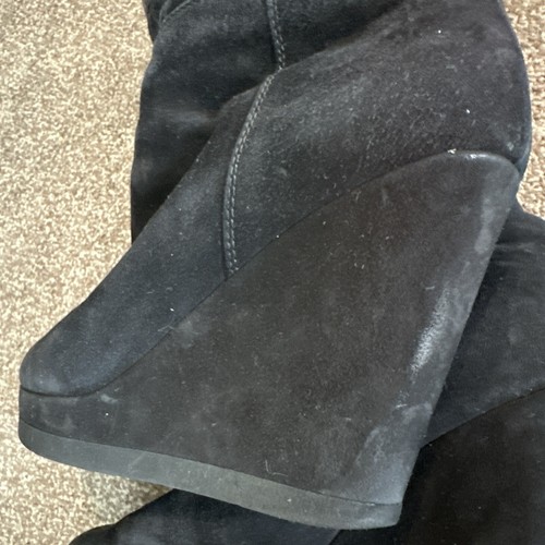 Christian Dior Knee High Suede Wedge Boots 40 Pull On Fur Lined. Bargain Price - Picture 20 of 22