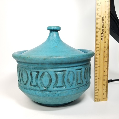 Alvino Bagni Rosenthal Netter Vessel Bowl Dish Lidded Blue Italy Pottery MCM Vtg - Picture 10 of 11