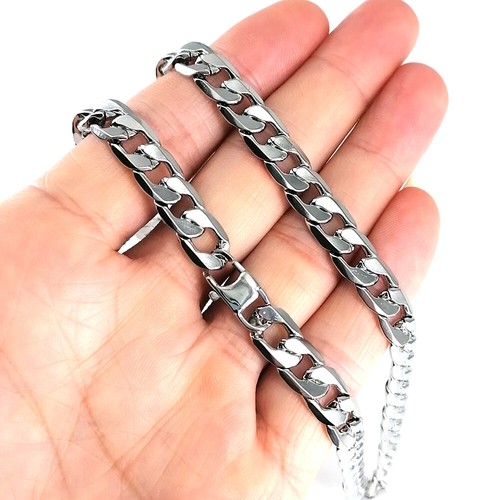 "Collar de 8 mm para hombre cadena de plata bordillo cubana hip hop joyería masculina 7""-36" - Imagen 6 de 20