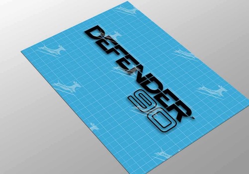 CALCOMANÍA TRASERA LAND ROVER DEFENDER 90 NEGRA o PLATEADA SOBRE FONDO TRANSPARENTE Corte Vinilo - Imagen 1 de 2