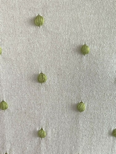 RED VALENTINO Ivory Cotton Knit SS Dress w/Green Polka Dots Size L Bubble Hem - Picture 3 of 9