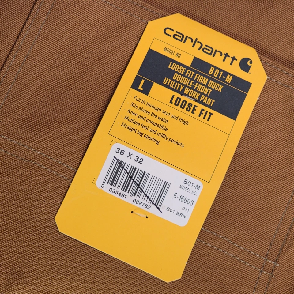 Pantalones Carhartt Doble Frontal Para Hombre 36x32 Marrón Ropa de Trabajo Utilidad Relajado Nuevos con Etiquetas Foto 3 de 4