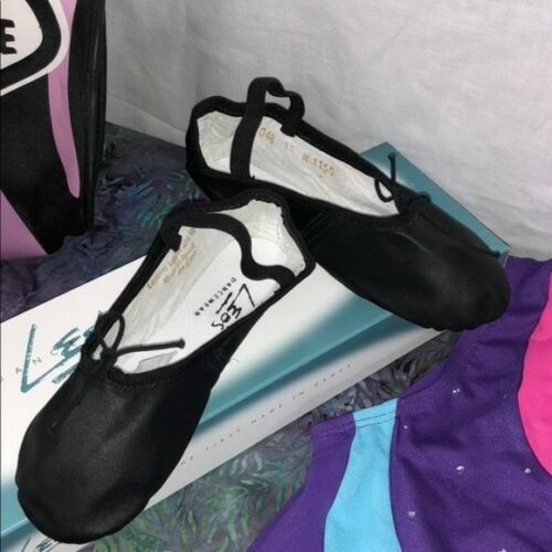 SAOLA Nuove ciabatte da ballo LEO'S Protege nere in pelle suola intera taglia RAGAZZA larghe 8