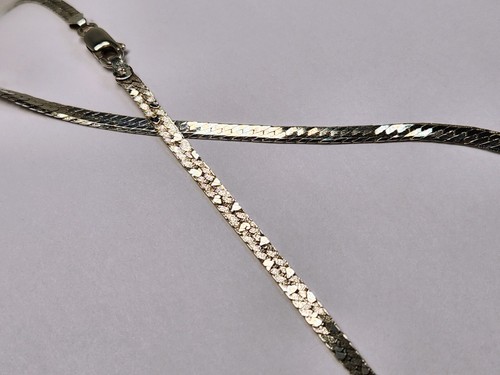 Vintage Sterling Silver Detailed Herringbone Chain Necklace Italy 60 cm/ 23.5 in - Picture 5 of 13