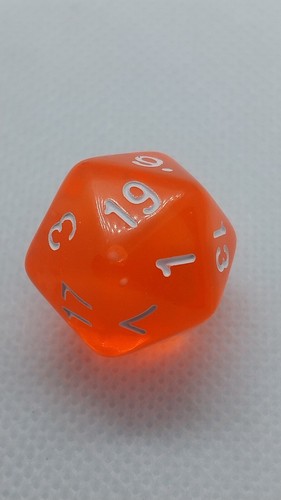 Standard D20 Die For RPG Gaming D&D Clear Orange - Picture 4 of 6