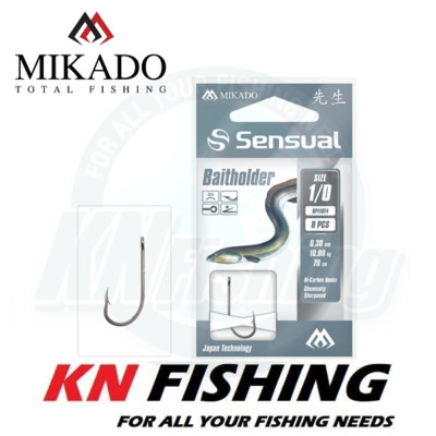 MIKADO SNELLED HOOKS Sensual Baitholder Black Nickel No.1 - No.4 8pcs