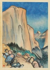 Chiura Obata : El Capitan, Mountain Cliff Face : Archival Art Print
